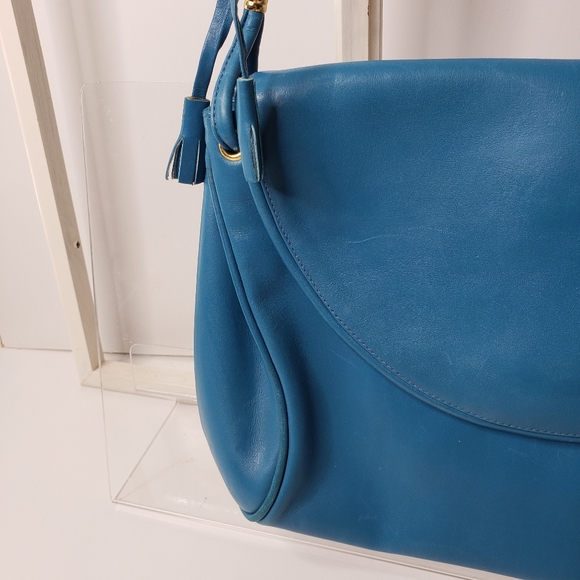 Vintage Italy Tassels Leather Boho Medium Small Festival 80's 90's Shoulder Bag - Picture 9 of 12